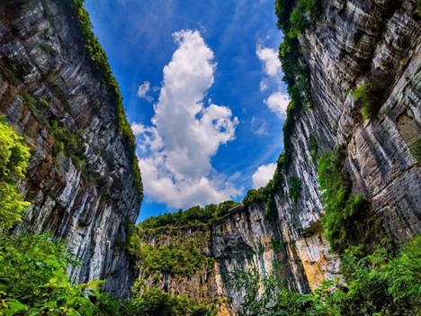Dramatic karst mountains and valleys in Wulong scenic area