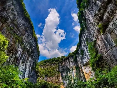 Dramatic karst mountains and valleys in Wulong scenic area