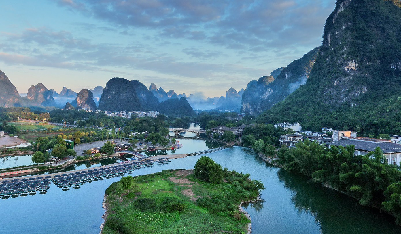 Panoramic view of Chinese mountains and valleys